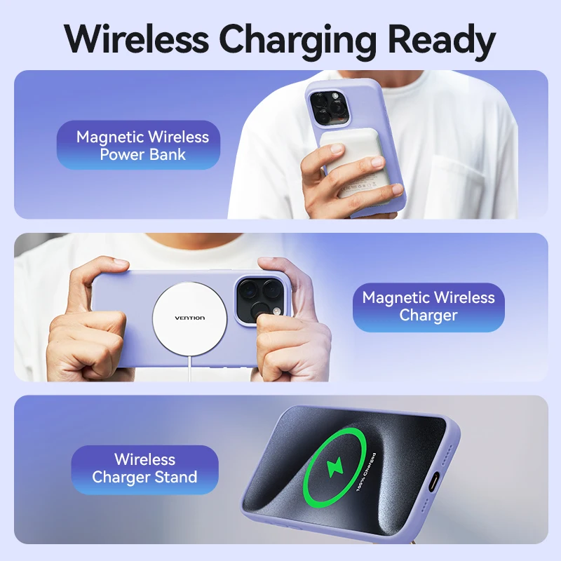 Vention Silicone Magnetic Wireless Charging Phone Case Cover