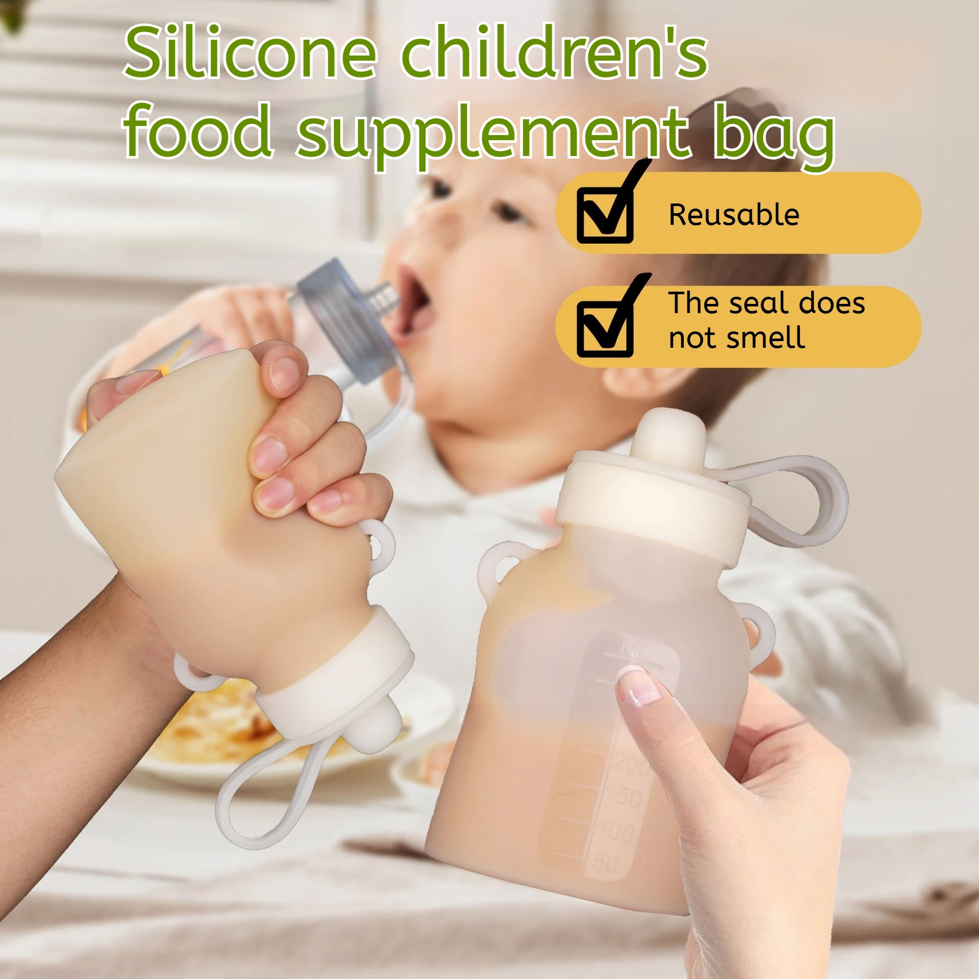 Silicone jam and puree food bag Liquid bag Suction Breast milk storage Foldable breast milk