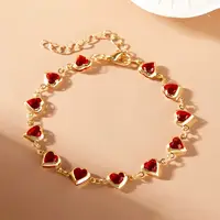 Zunders'-Bracelets en cristal rouge élégant pour femmes, bijoux de poignet en métal, coeur coloré, fête de mariage, cadeau de fille 1