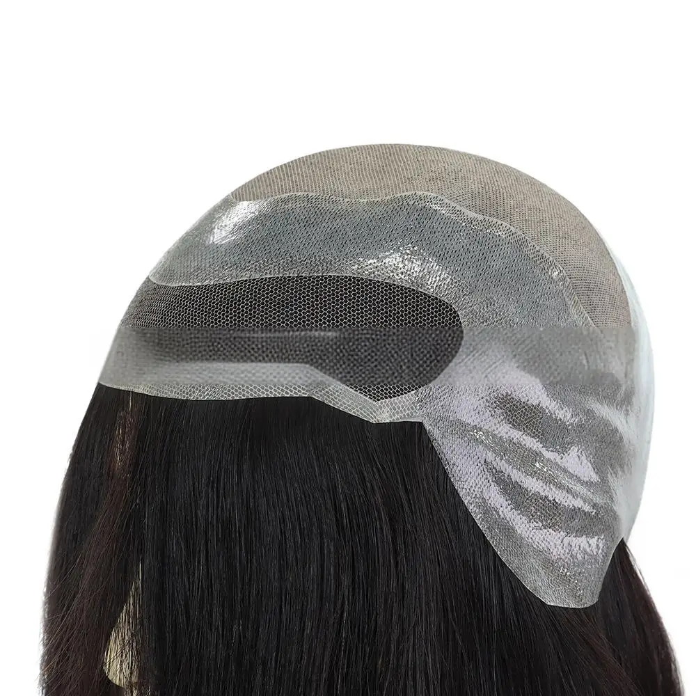 Chinese Cuticle Remy Hair Medical Wig French Lace In Front With Fine Mono Lace