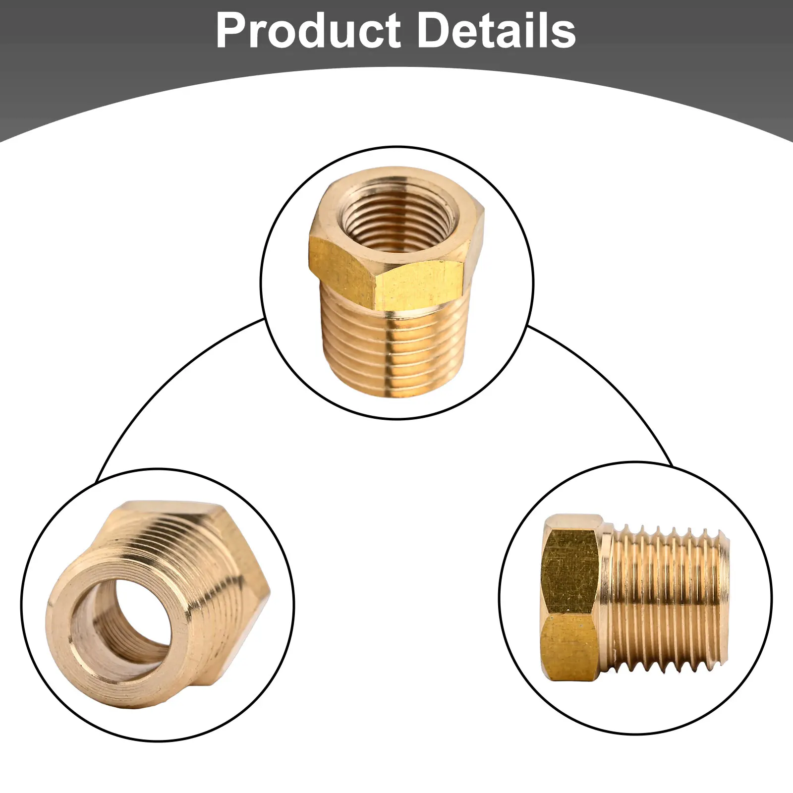 Stylish Brass 14 NPT Male To 18 NPT Female Pipe Reducer Adapter 1/4 Male to 1/8 Female Gold Color Coated