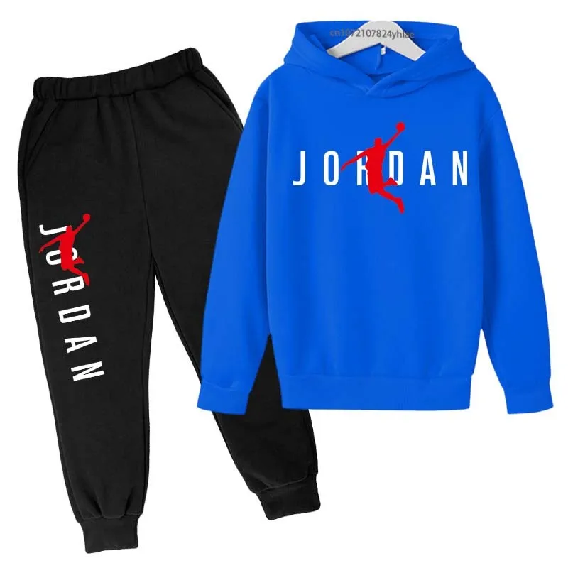 Kids Simple Letter Print 2pcs Hoodie+Pants Tracksuits 3-13 Years Boys Girls Spring Autumn Outfits Streetwears Children Clothes 2