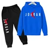 Kids Simple Letter Print 2pcs Hoodie+Pants Tracksuits 3-13 Years Boys Girls Spring Autumn Outfits Streetwears Children Clothes 2