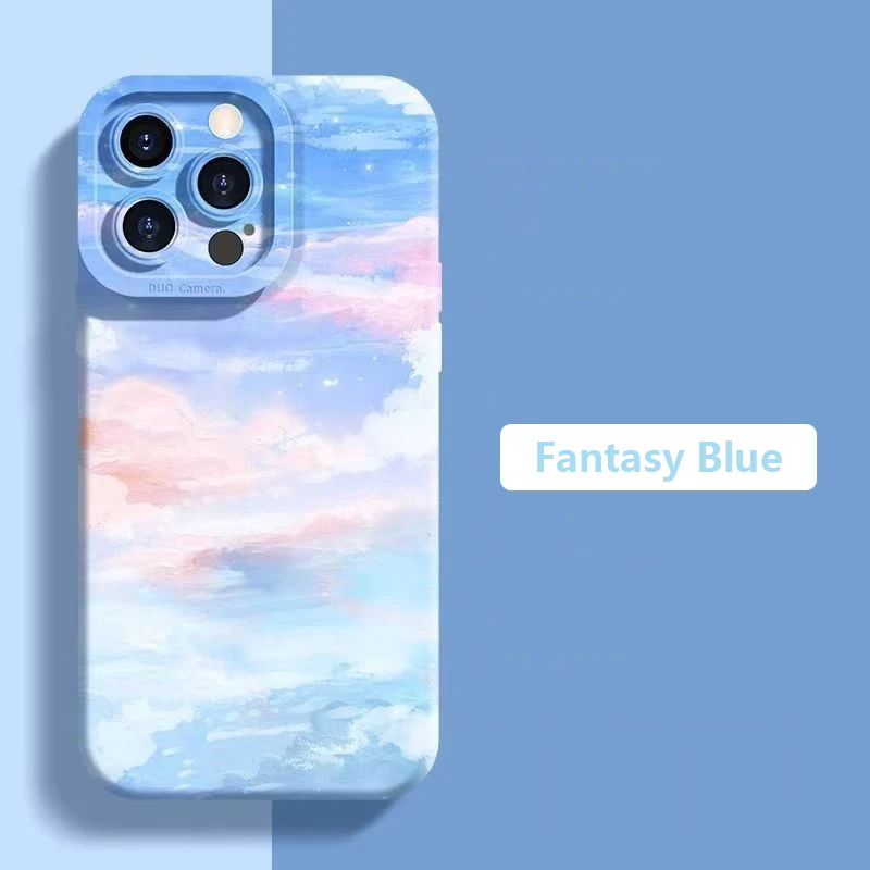 Oil Painting Clouds Silicone Phone Case Cover