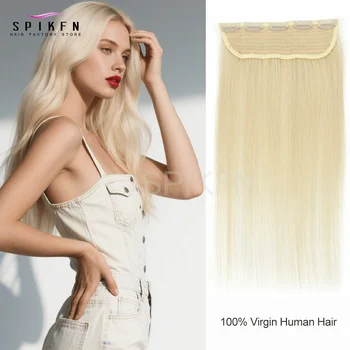 Highlights Honey Blonde Clip In Virgin Human Hair Extensions  Brazilian Clip Hair 5 Clips On Weft Natural Color Lace Clip Ins