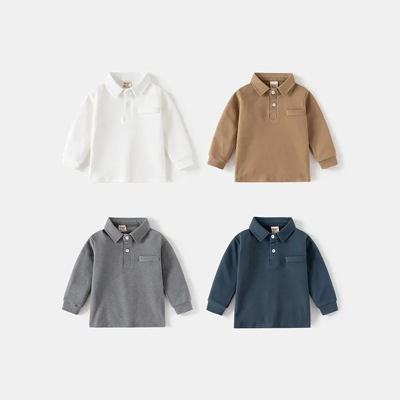 Boys Long Sleeved Polo Shirt Autumn Top