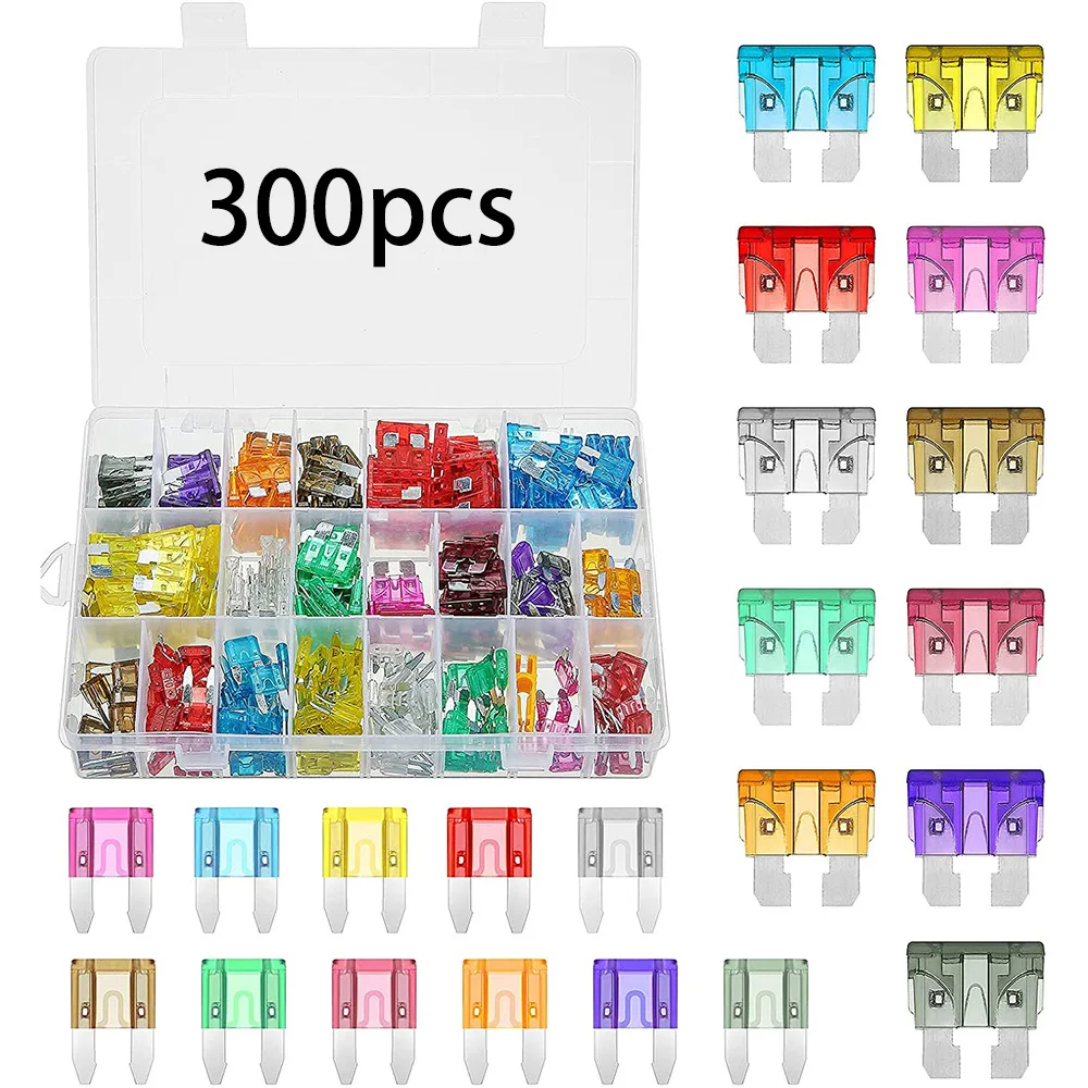 220/300Pcs 3/5/7/10/15/20/25/30/35/40A Car Fuse Car Blade Fuse Assorted Kit Mini Small Size Blade Set Auto Truck Automotive Fuse