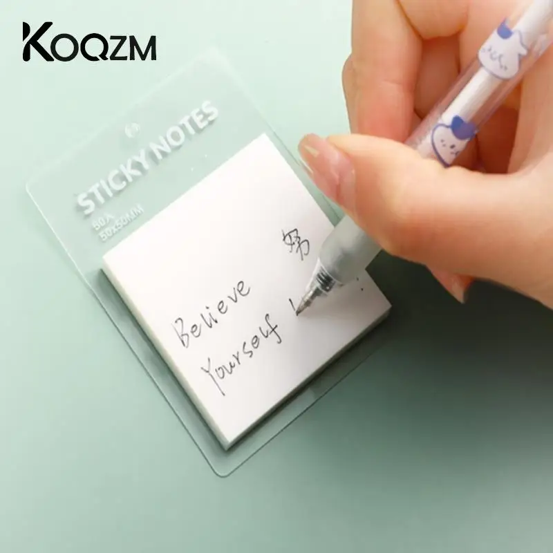 투명 스티커 메모 패드, 방수, 다채로운 색상, 자체 접착 메모, 메시지 알림, 사무실, 학교 용품, 1 개