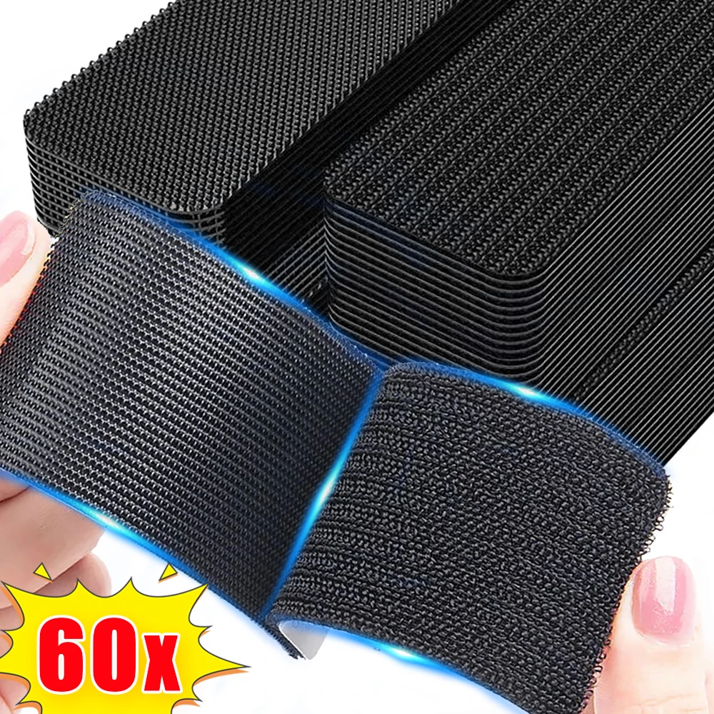 60/2Pcs Double Side Carpet Fixing Stickers Self-Adhesive Car Carpet Fixing Sticker Multi-purpose Home Floor Mats Anti Skid Tapes
