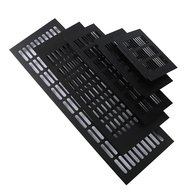 อลูมิเนียมอัลลอยด์1Pc แผ่น Perforated Air Vent สีดำระบายอากาศ Grille สำหรับตู้เสื้อผ้ารองเท้า Air Conditioner บ้านตกแต่ง Hole 1