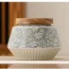 Nordic Retro Flowering Ceramic Tea Caddy Moisture Sealed Storage Box Household Countertop Decoration Jar Crafts Home Decoration 2
