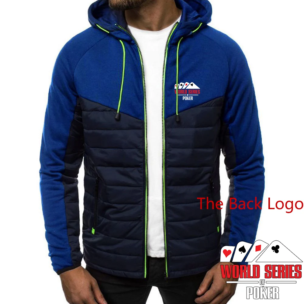 Men World Series of Poker Spring and Autumn Seven Color Cotton Jacket Printing Patchwork Design Exquisite Hooded Coat