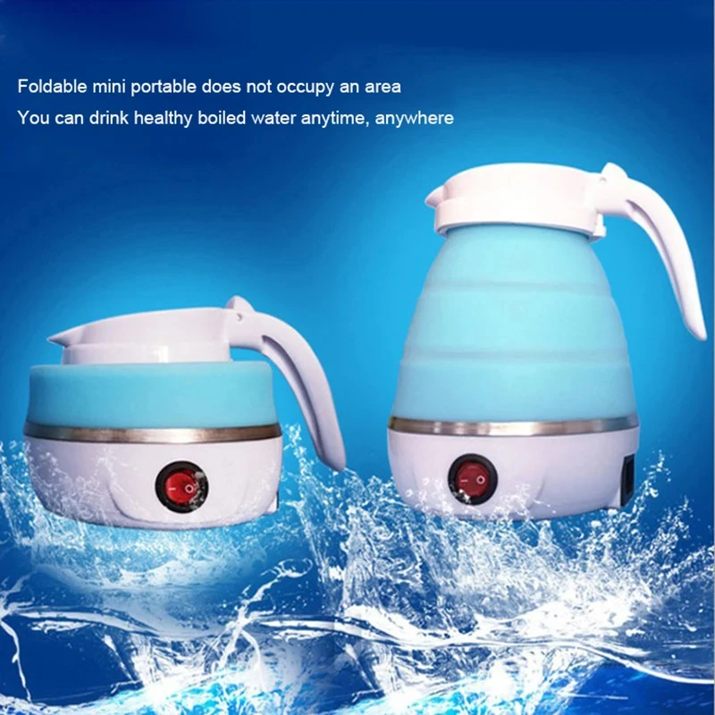 saengQ Travel Household Folding Kettle Silicone304 Stainless Steel Portable Kettle Compression Foldable Leakproof 600ml 2