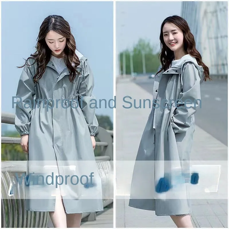 Raincoat for Women Fashionable  Waist-slim Slim  Portable  Long Full-body Rainproof Single Adult Waterproof Coat