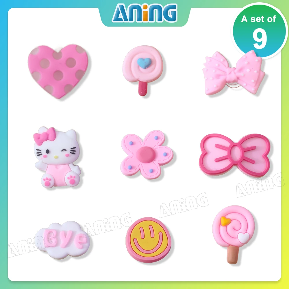 

9Pcs Accessories Shoes buckle cute shoe flower Bowknot Charm shoes with colorful cartoon accessories for Gifts