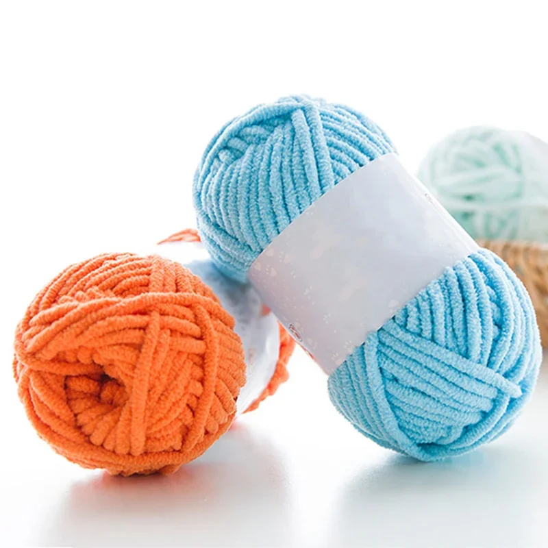 3pcsX50g Soft Chenille Yarn Thick Velvet Yarn DIY Knitting Yarn Handmade Line Scarf Hat 5