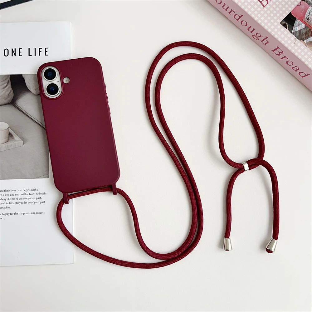 Crossbody Liquid Silicone Phone Case with Lanyard in Matte Candy Color