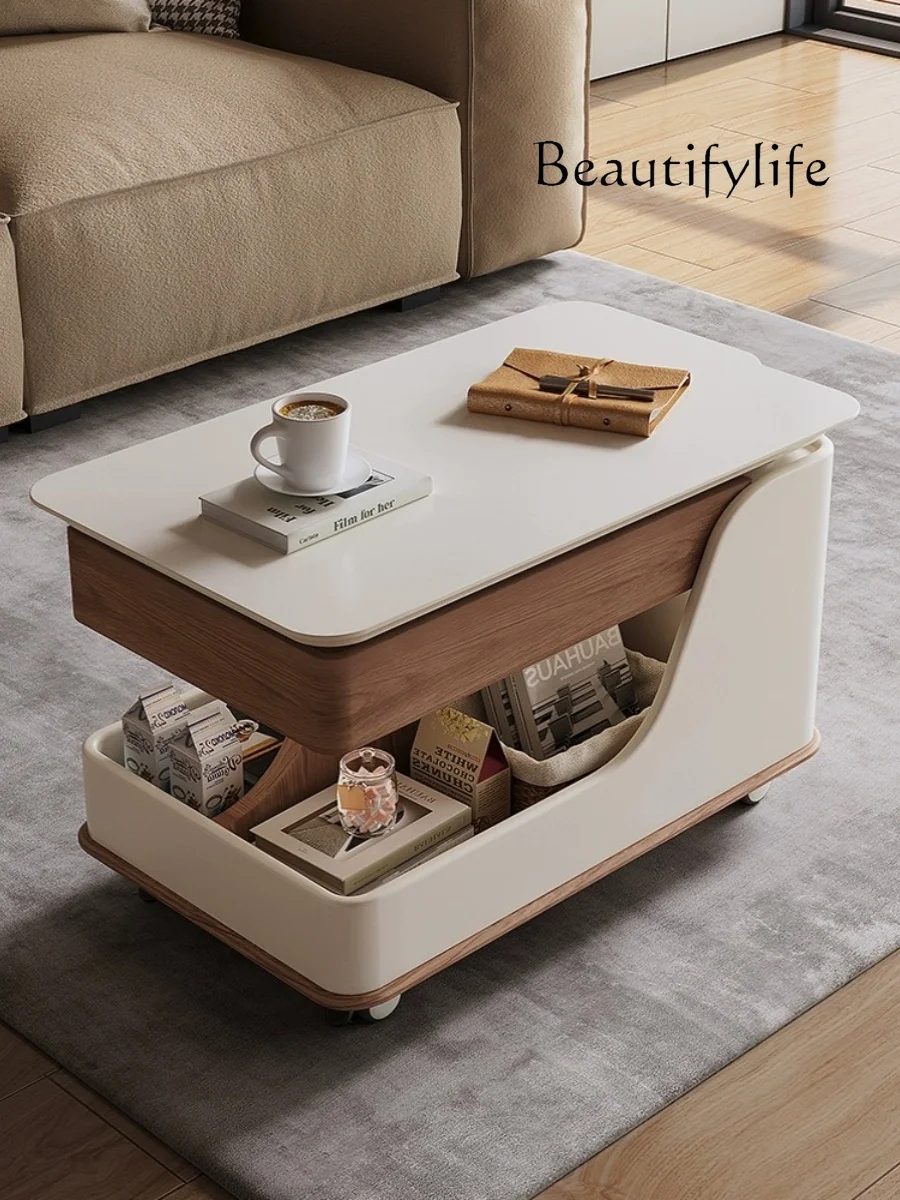 

Stone Plate Multi-Functional Simple Living Room Movable Small Apartment Storage Side Table Side Cabinet