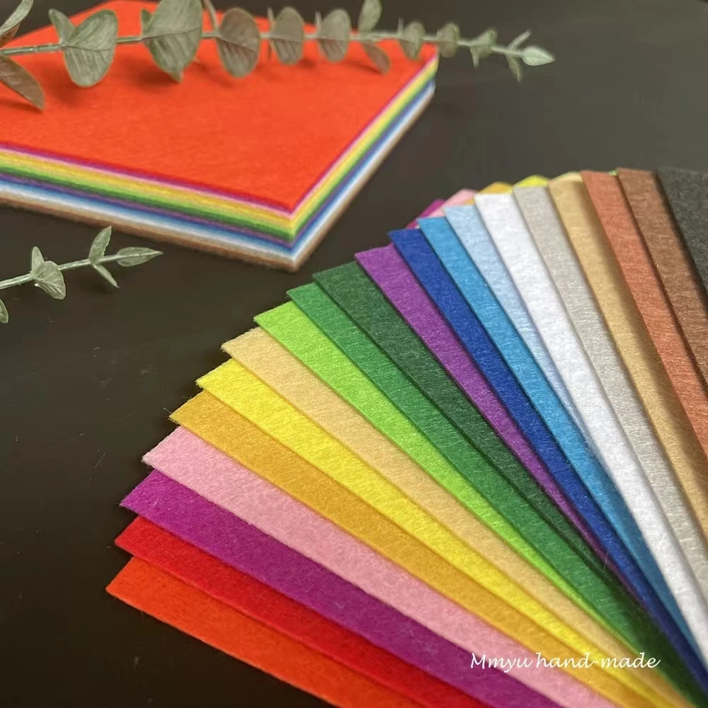 Description Picture 6 of item20/40pcs 1mm Mixed Color Non-Woven Felt Square Children's Cutting Art DIY Handmade Cloth 10/15cm For Tailoring Decorative Craft