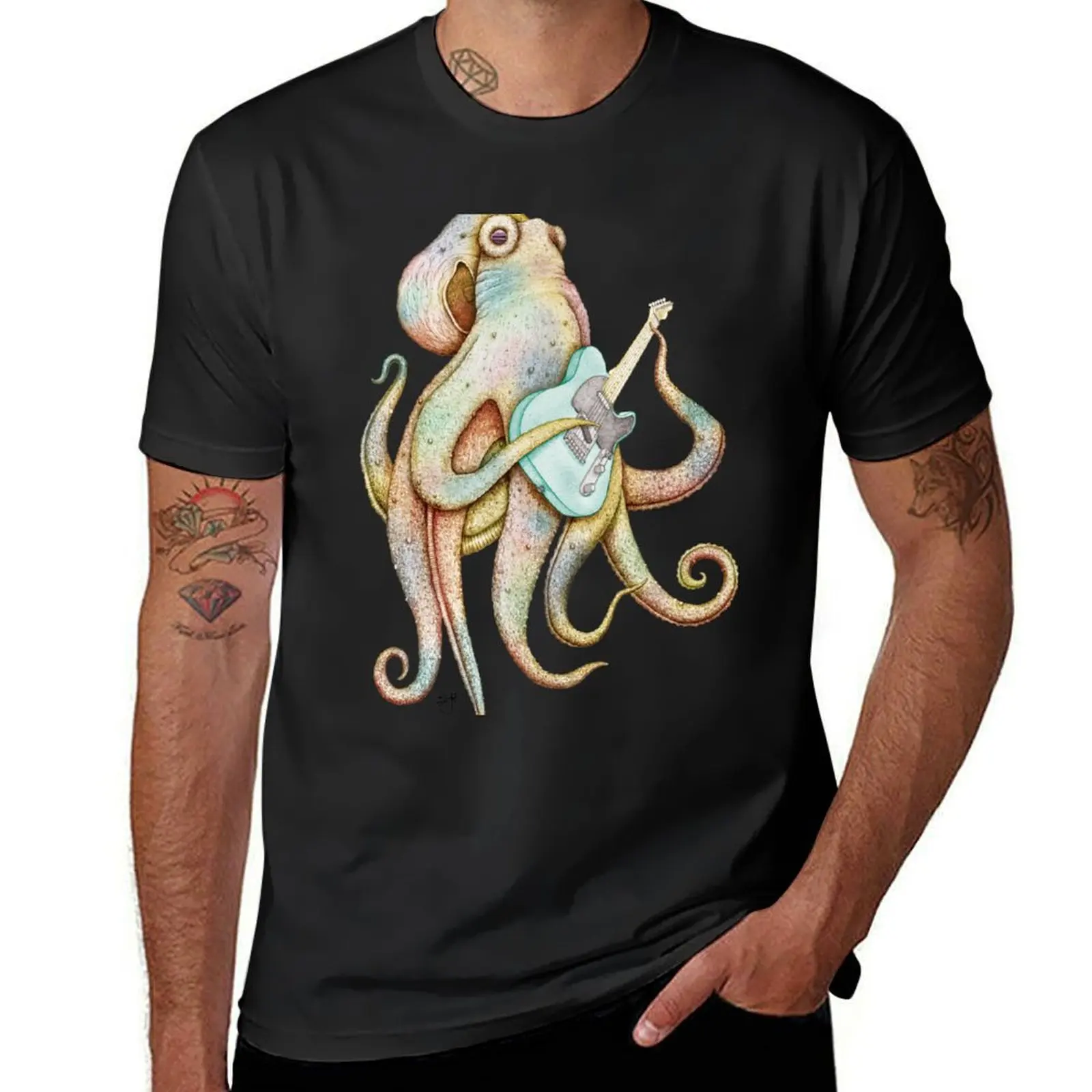 

POLAH - the axe wielding Octopus (on Aqua) T-Shirt summer tops new edition korean fashion men t shirt