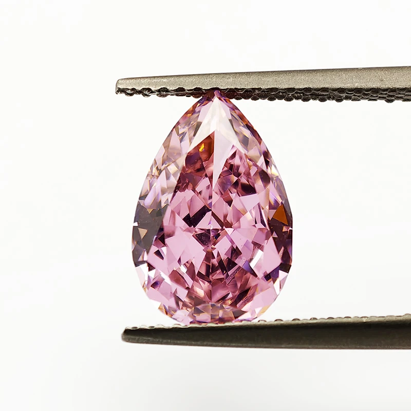 핑크 배 분쇄 아이스 컷 큐빅, 고탄소 랩 다이아몬드 CZ 원석, 4K 컷, 5A + 품질, 보석 제작, 신제품
