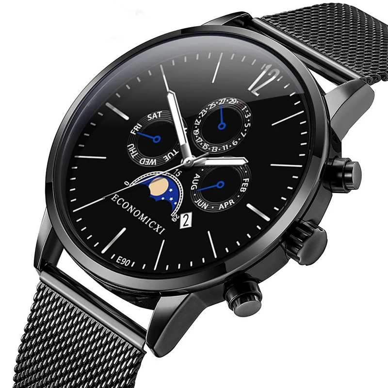 

New Luxury Men Watch Fashion Ultra-thin Calendar Quartz Watches Stainless Steel Mesh Band Watches The Clock Relogio Masculino