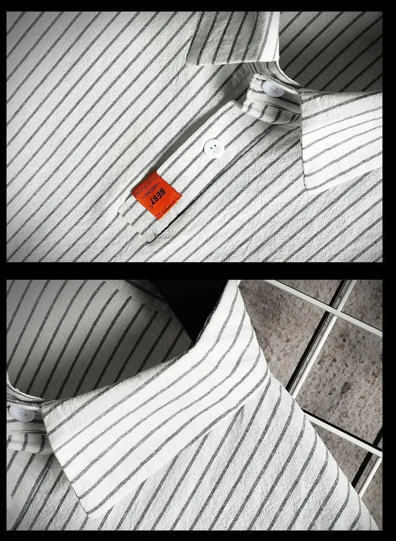 Men's Clothing Summer Vertical Striped Workwear Short Sleeve Polo Shirt Loose Fit American Retro Half Sleeve Top Solid Color 14 S18d1b435624240c7b513c0cf7da9e6e3u