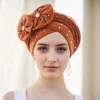 1 Casual Bun Hat Space layer ironed drill two flower multi-layer African dinner hat Auto gele Bun Hat 3