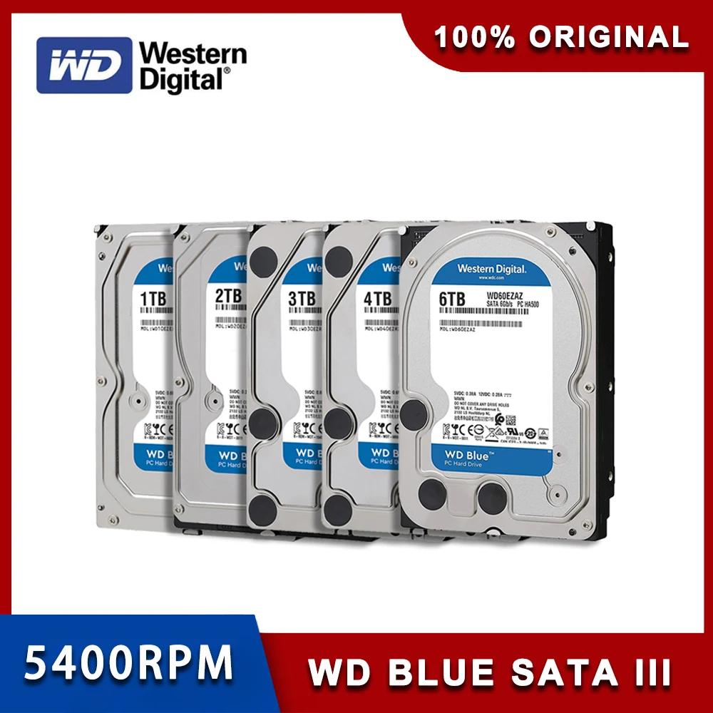Жесткий диск Western Digital WD Blue 1 ТБ ранний жесткий 4 6 SATA III 256 Мб кэш-памяти 5400 об/мин 3 5