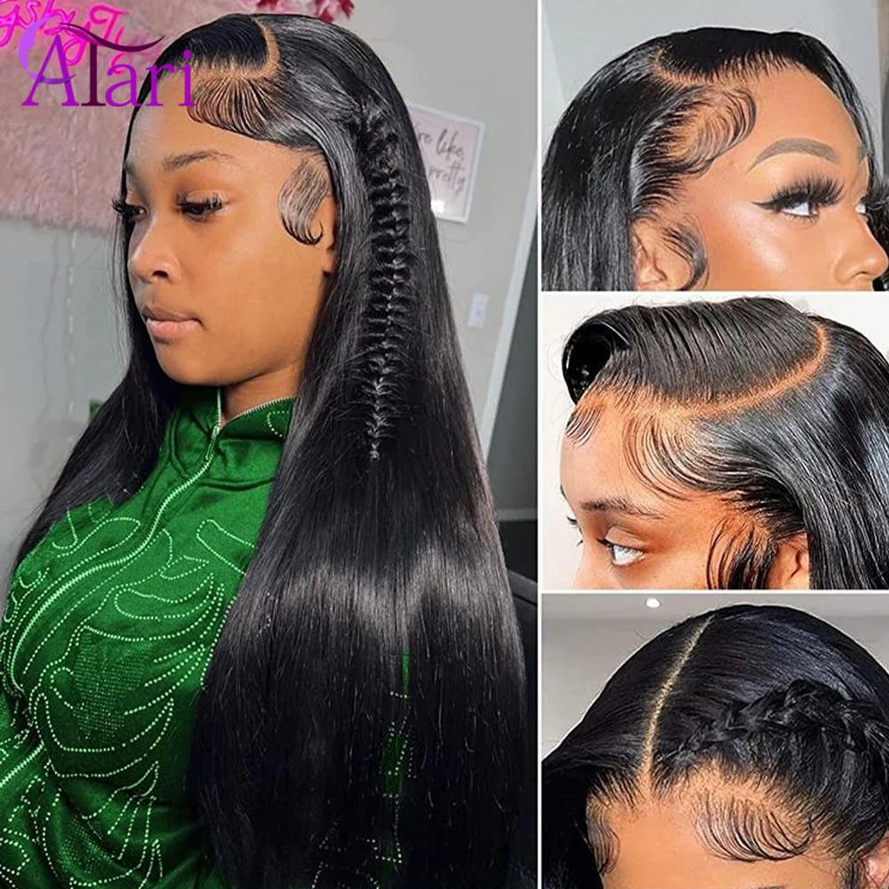 Highlight Purple with Pink Straight Human Hair Wigs Transparent Brazilian 13x4 Lace Frontal wig 5x5 lace Closure Wig Pre Plucked