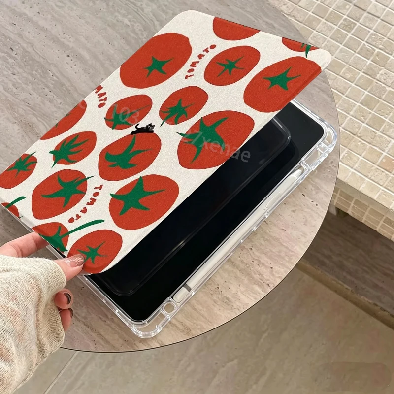 Adorable Tomato Kawaii 360° Rotating Smart Cover with Pen Holder