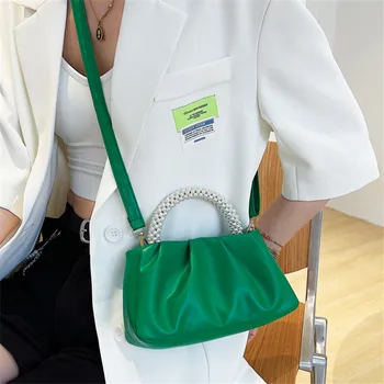 حقيبة نسائية ذات ثنيات مربعة بلون سادة، حقيبة سحابة عصرية، حقيبة يد أنيقة ذات سطح ناعم، حقيبة ساعي كتف واحدة أنيقة 6