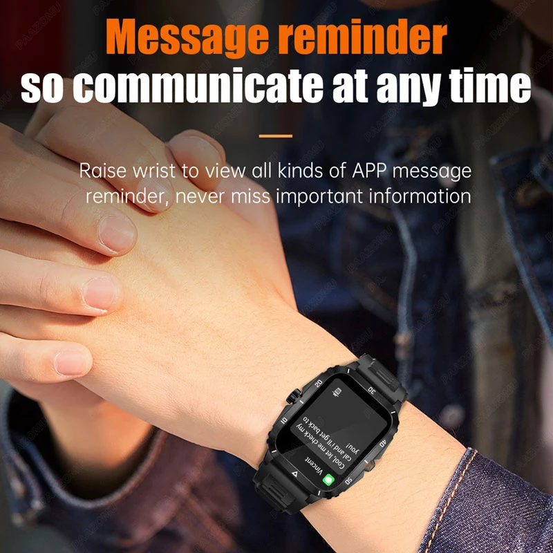 2026 NEW Military Smartwatch 2.01''HD Screen Bluetooth Call Waterproof Outdoor Sports Fitness Smart Watch Men for Android/IOS 3