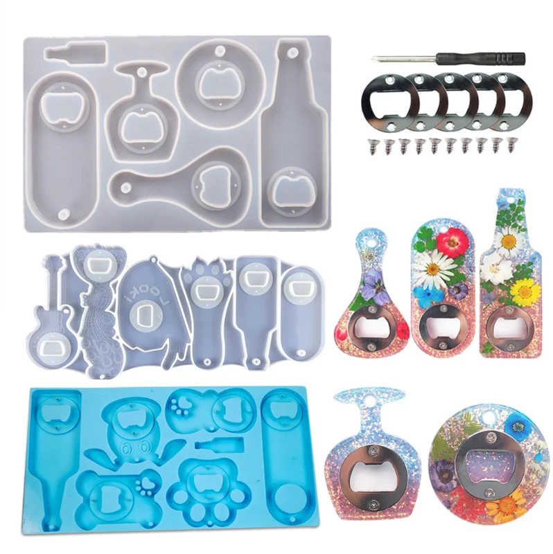 Bottle Opener Stopper Epoxy Resin Mold Wine Corkscrew Beer Opener