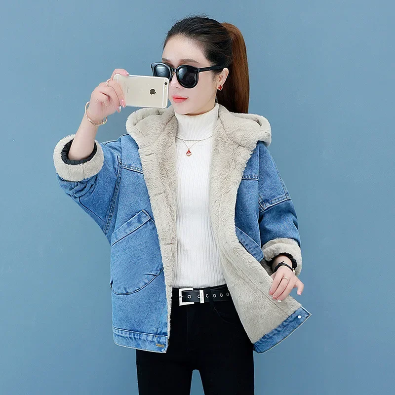 أنيق حجم كبير فضفاض صالح الدنيم سترة للنساء الخريف...