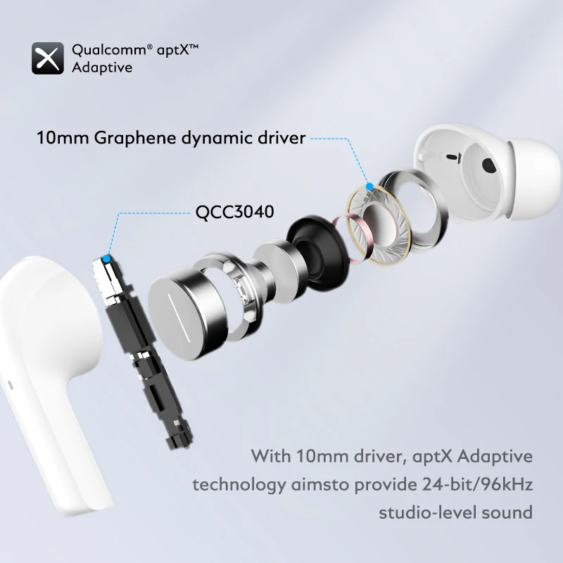 QCY-Écouteurs sans fil Bluetooth 5.2, T18, QCC3040, aptX, Voice 32, ENTER 4, Mic CVC, HD, Appel, Casque, Touriste, Connexion de l'appareil