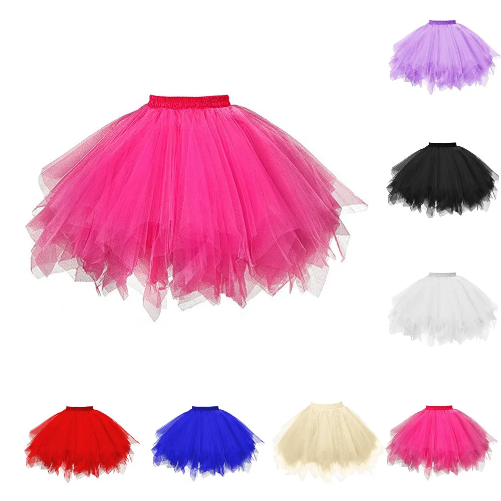 Summer Mesh Skirt For Women Gauze Faldas Ladies Mini Skirts Sexy Girl Short Skirts Saia Feminina Solid Color Tutu Dancing Skirt