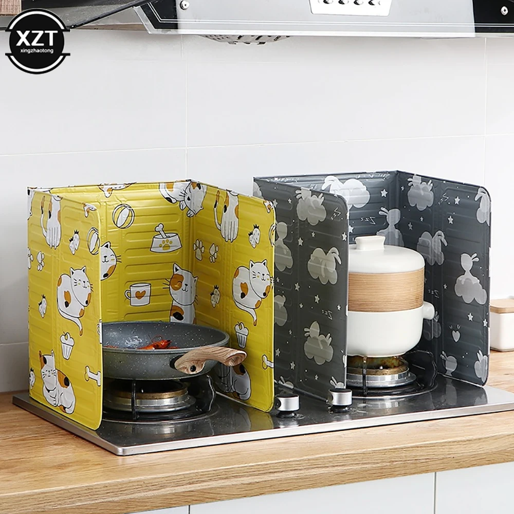 Aluminum Foldable Kitchen Gas Stove Baffle Plate Kitchen Frying Pan Oil Splash Protection Screen Home Cooking Tools