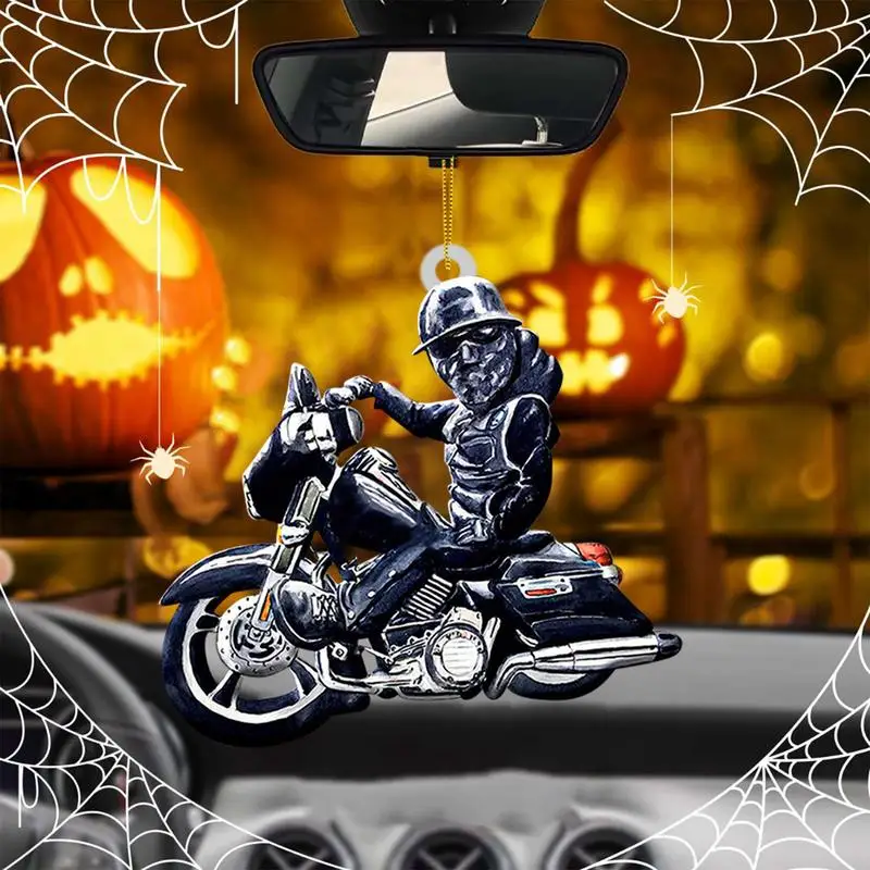 Ciondolo per Auto teschio moto Rider decorazione specchio ciondolo appeso specchietto retrovisore automatico appeso ornamento di Halloween natale