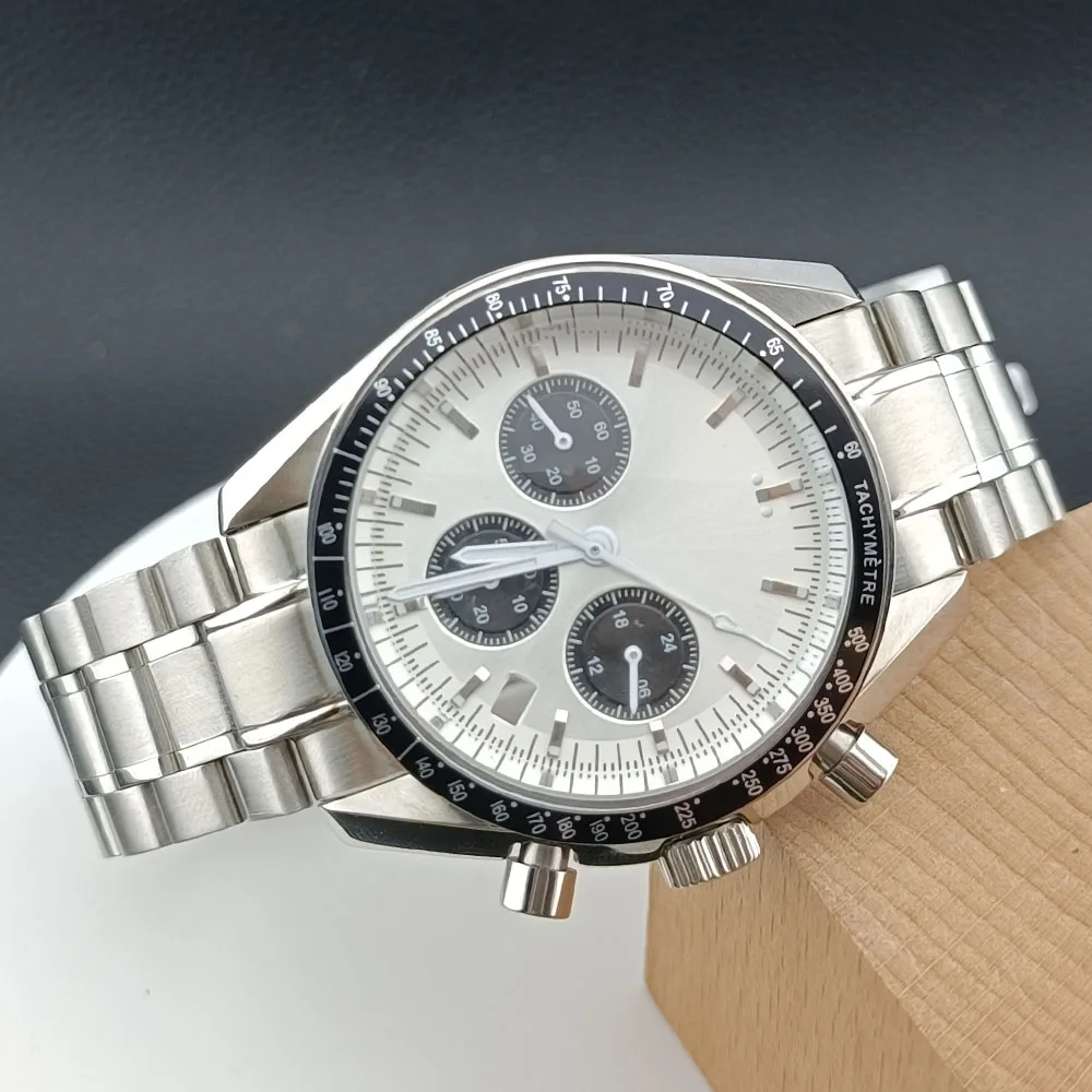 Black/Silver 39.7mm Steel Watch Case with Dial and Hands