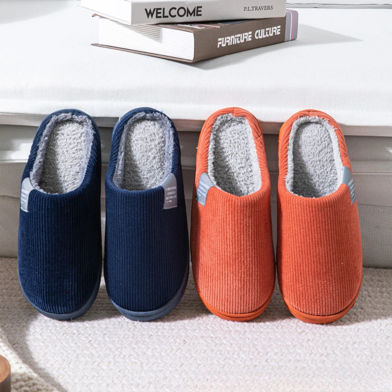 Winter Hot Sale Cotton Plush Thick-soled Slippers Women Men Indoor Outdoor Wear Soft Thick Non-slip Warm Cotton Slippers 3