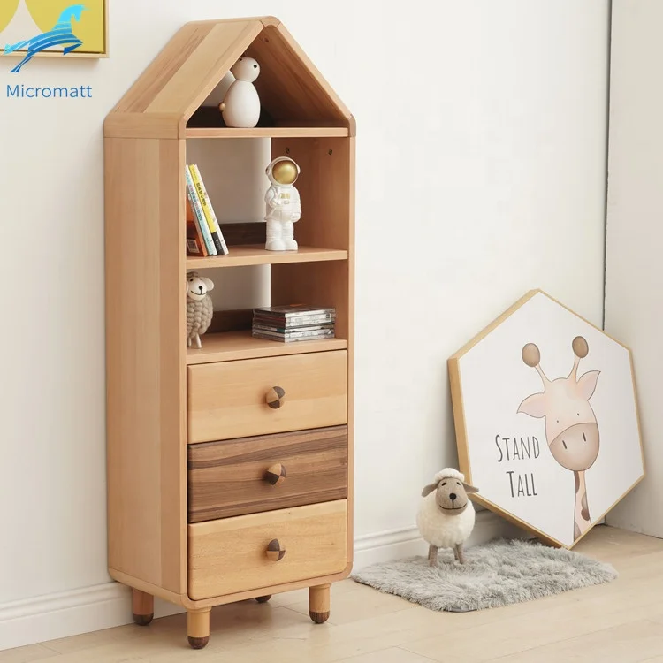 

Wholesale Simple Style Storage Natural Color Furniture Kids Room Solid Wood 3 drawers Children Bookcases
