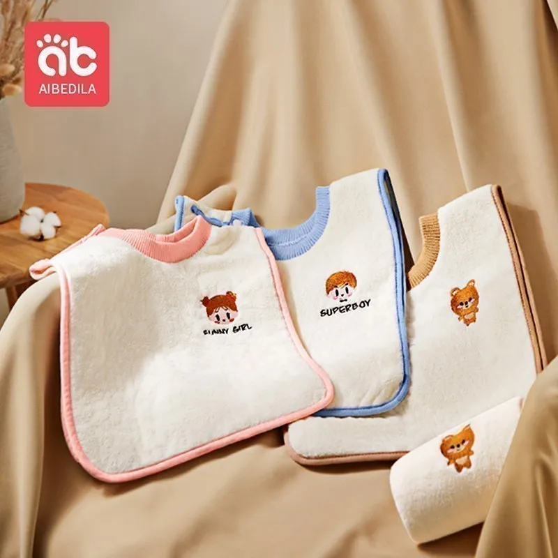 AIBEDILA Newborn Baby Bibs for Babies Muslin Burp Cloths for Baby Boy Mother Kids Stuff Accessories Waterproof Wash Towel AB6635