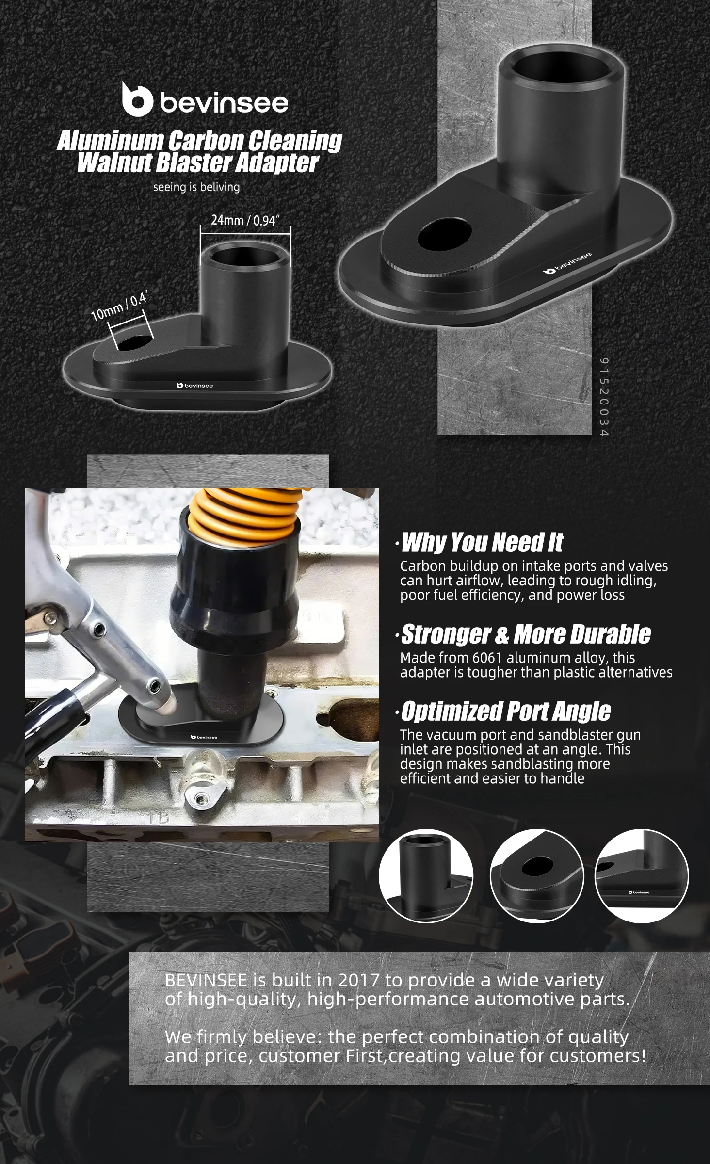 Aluminium Auto Carbon Reinigung Walnuss Blaster Adapter für Volkswagen für Audi S4 B8/S5/A6 C7/Q7 3.0TFSI Motor Einlass Ventil – Detail 2