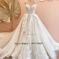 Strapless Glitter Wedding Dress ForPrincess A Line Lace 2024 New Applique Elegant Bridal Gowns Zipper Back Robe De Mariée 1