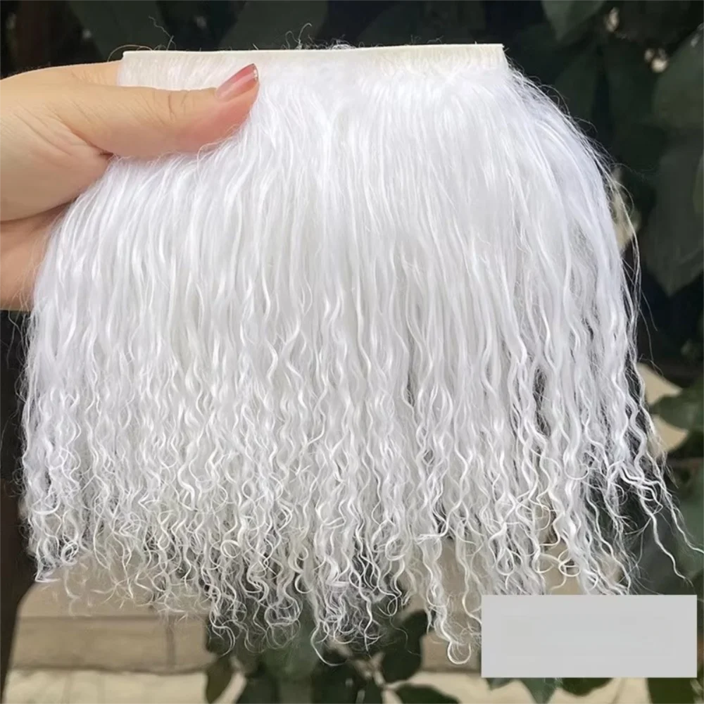Trendy Mongolia Fur Sheepskin Wool Extensions Curly Texture Hair Row Curly Hair Extensions Durable Doll Hair Hair Wefts