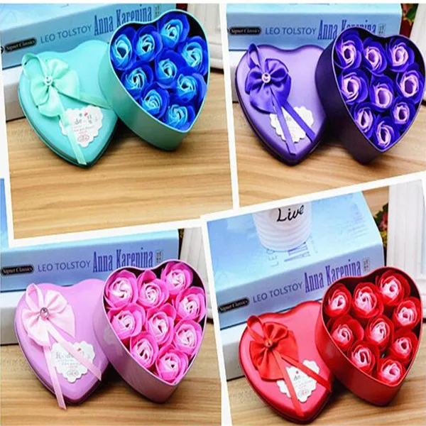 1Set/6pcs Soap Flower Heart-shaped Artificial Handmade Flower Home Decoration Wedding Supplies Valentine's Day Creative Gift