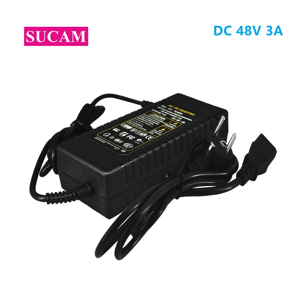 AC 100V-240V 50/60hz DC 48V 3A Power Supply Adapter Charger for POE Switch POE NVR CCTV Accessories