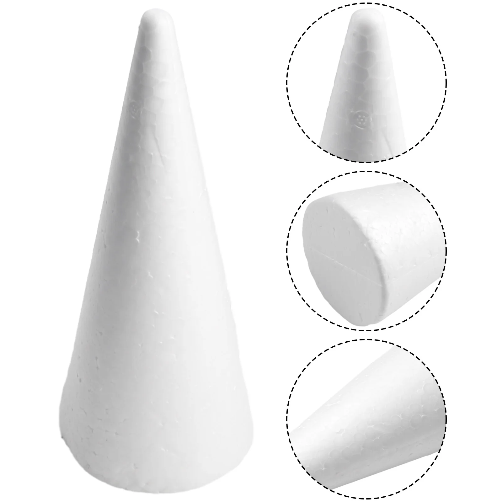 Foam Cone DIY Multi-Use Blank Cake Dummy Christmas Tree Cone Craft Cone for Kids, Size: Medium, White