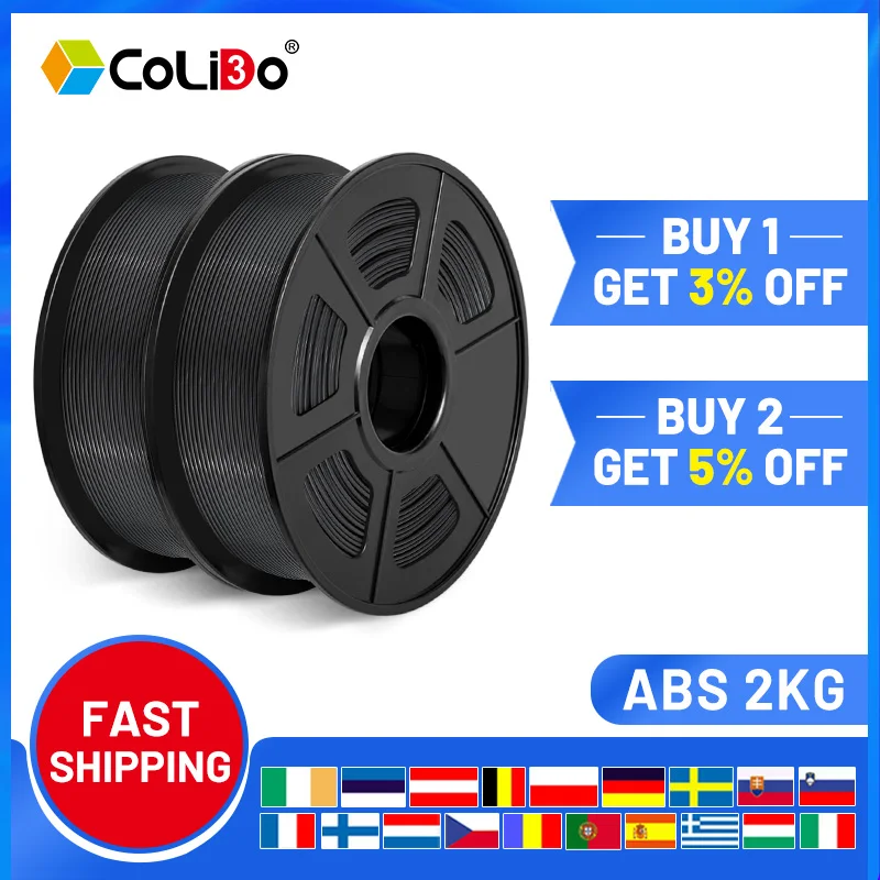 CoLiDo 2KG ABS Filament 1.75mm For FDM 3D Printer ABS Plastic For 3D Pen 3D Printing Material, 100% No Bubble, Less Odor dikale 3d printing material 3m x 12 colors 3d pen filament pla 1 75mm plastic refill for 3d impresora drawing printer pen pencil